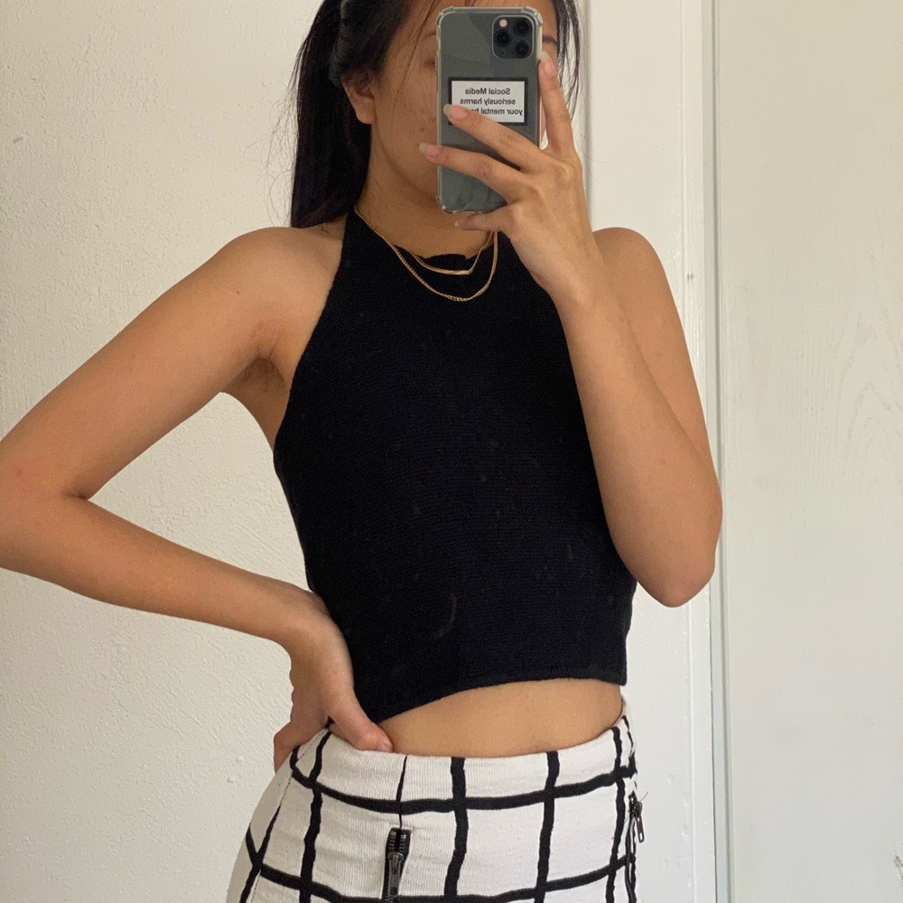 Brandy Melville black halter crop top